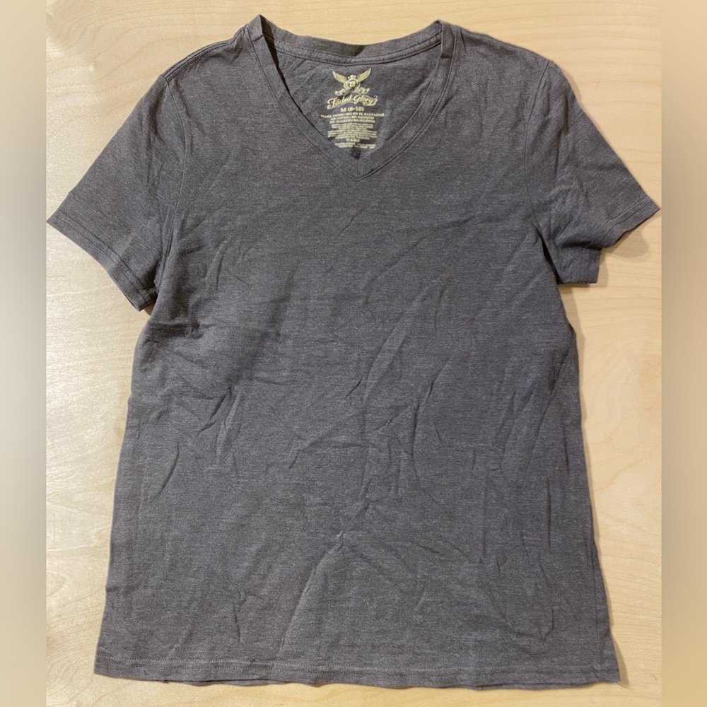 Faded Glory Charcoal V-Neck Tee Medium (8-10) (QB)